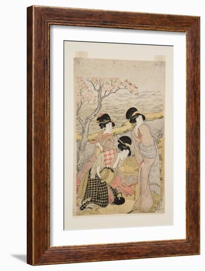A Sake Party by the Sea (Colour Woodblock Print)-Kitagawa Utamaro-Framed Giclee Print