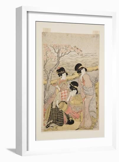 A Sake Party by the Sea (Colour Woodblock Print)-Kitagawa Utamaro-Framed Giclee Print