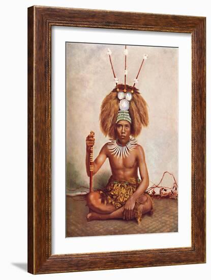 A Samoan chief in full ceremonial costume, 1902-Thomas Andrew-Framed Giclee Print