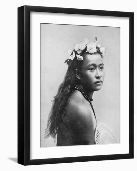 A Samoan girl, with chaplet of hibiscus flowers, 1902-Thomas Andrew-Framed Photographic Print
