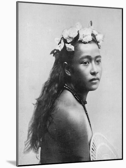 A Samoan girl, with chaplet of hibiscus flowers, 1902-Thomas Andrew-Mounted Photographic Print
