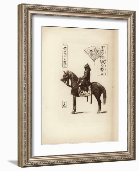 A Samurai Soldier Sitting on His Horse-null-Framed Giclee Print