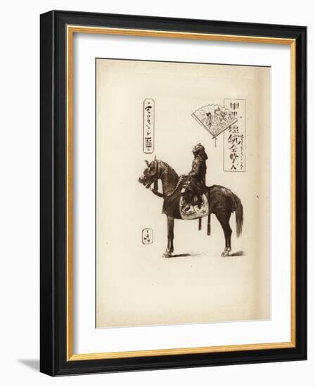 A Samurai Soldier Sitting on His Horse-null-Framed Giclee Print