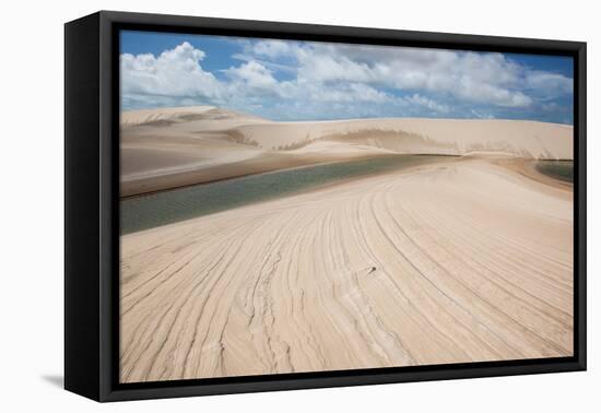 A Sand Dune and Lagoon in Brazil's Lencois Maranhenses National Park-Alex Saberi-Framed Premier Image Canvas