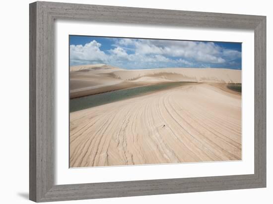A Sand Dune and Lagoon in Brazil's Lencois Maranhenses National Park-Alex Saberi-Framed Photographic Print