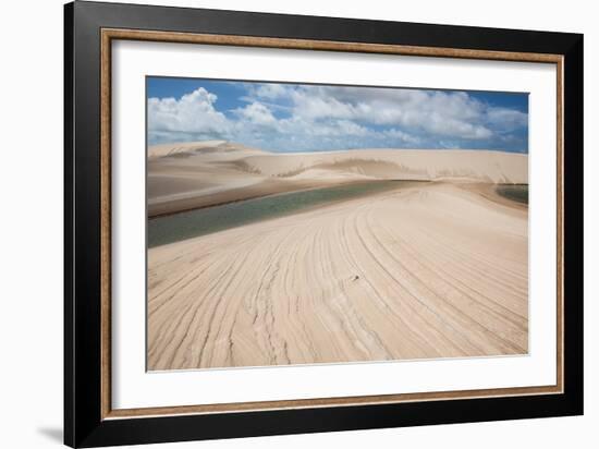 A Sand Dune and Lagoon in Brazil's Lencois Maranhenses National Park-Alex Saberi-Framed Photographic Print