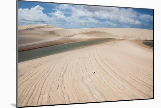 A Sand Dune and Lagoon in Brazil's Lencois Maranhenses National Park-Alex Saberi-Mounted Photographic Print