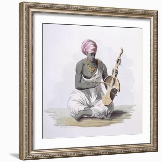 A Sarinda, or Hindostan Type Violin, from 'Costumes of India' by E. Orme, 1804 (Coloured Etching)-Franz Balthazar Solvyns-Framed Giclee Print