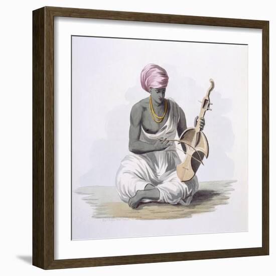 A Sarinda, or Hindostan Type Violin, from 'Costumes of India' by E. Orme, 1804 (Coloured Etching)-Franz Balthazar Solvyns-Framed Giclee Print