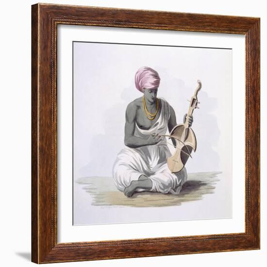 A Sarinda, or Hindostan Type Violin, from 'Costumes of India' by E. Orme, 1804 (Coloured Etching)-Franz Balthazar Solvyns-Framed Giclee Print