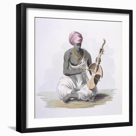 A Sarinda, or Hindostan Type Violin, from 'Costumes of India' by E. Orme, 1804 (Coloured Etching)-Franz Balthazar Solvyns-Framed Giclee Print