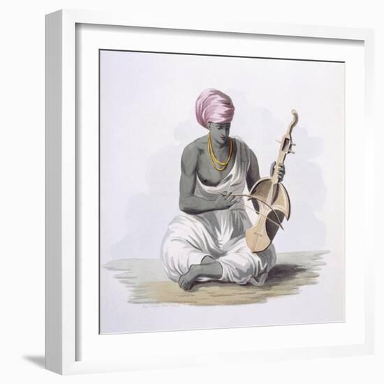 A Sarinda, or Hindostan Type Violin, from 'Costumes of India' by E. Orme, 1804 (Coloured Etching)-Franz Balthazar Solvyns-Framed Giclee Print