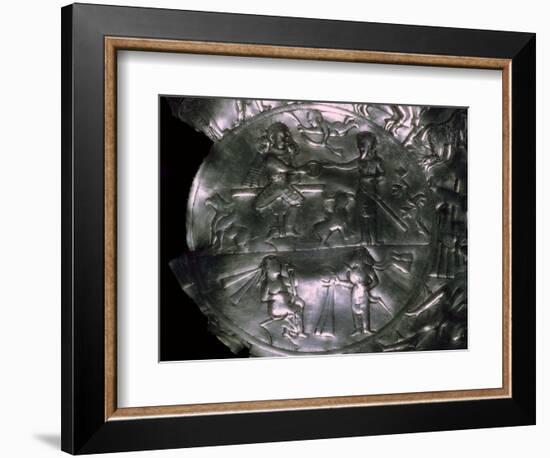 A Sassanid silver dish showing the investiture of a King. Artist: Unknown-Unknown-Framed Giclee Print