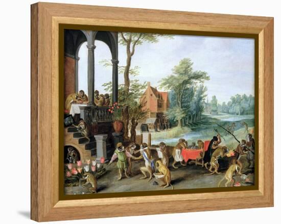 A Satire of the Folly of Tulip Mania-Jan Brueghel the Younger-Framed Premier Image Canvas