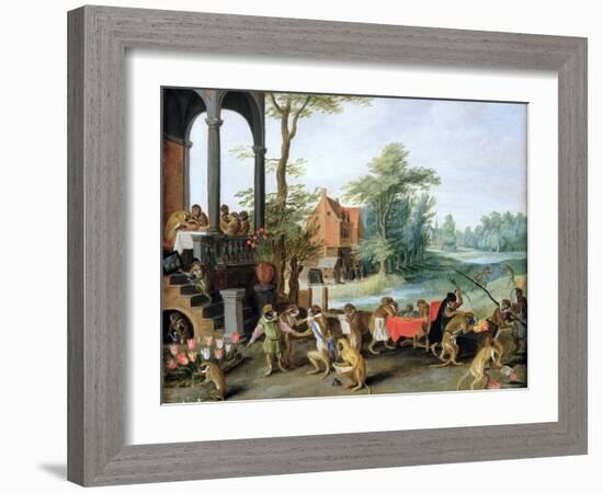 A Satire of the Folly of Tulip Mania-Jan Brueghel the Younger-Framed Giclee Print