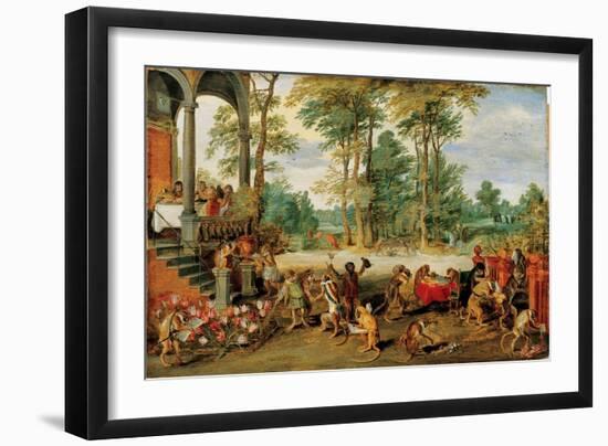 A Satire of Tulip Mania, C. 1640 (Oil on Wood)-Jan the Younger Brueghel-Framed Giclee Print