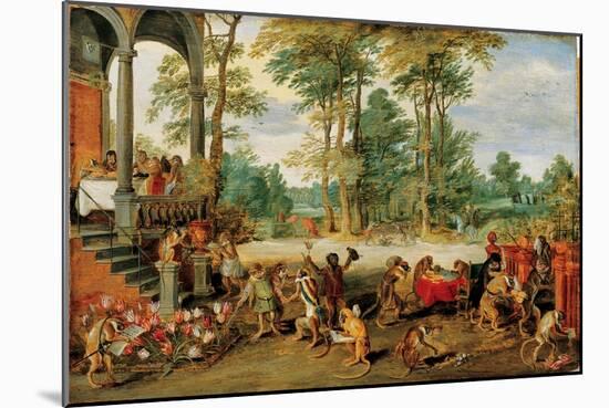 A Satire of Tulip Mania, C. 1640 (Oil on Wood)-Jan the Younger Brueghel-Mounted Giclee Print