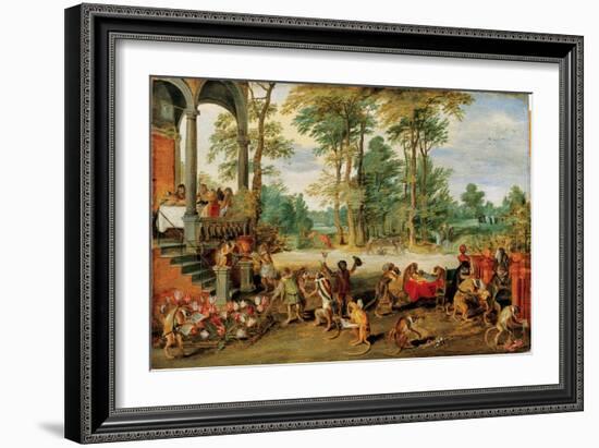 A Satire of Tulip Mania, C. 1640 (Oil on Wood)-Jan the Younger Brueghel-Framed Giclee Print