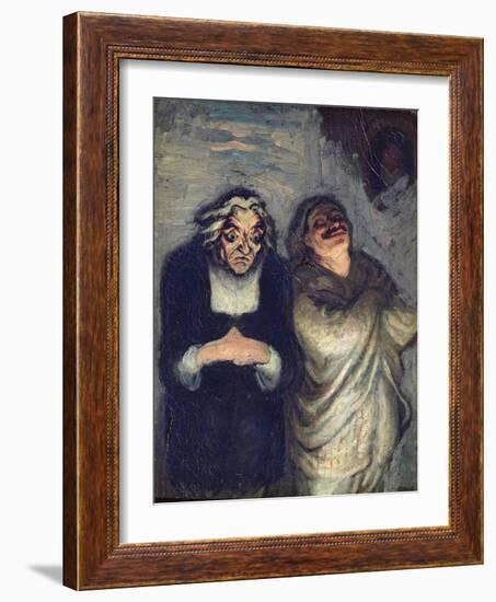 A Scapin or Comedy Scene, C.1863-1865 (Oil on Wood)-Honore Daumier-Framed Giclee Print