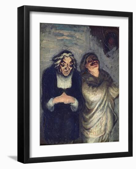 A Scapin or Comedy Scene, C.1863-1865 (Oil on Wood)-Honore Daumier-Framed Giclee Print