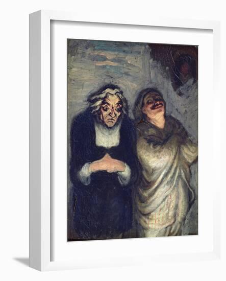 A Scapin or Comedy Scene, C.1863-1865 (Oil on Wood)-Honore Daumier-Framed Giclee Print