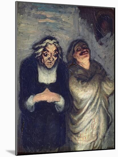 A Scapin or Comedy Scene, C.1863-1865 (Oil on Wood)-Honore Daumier-Mounted Giclee Print