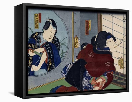 A Scene from the Play 'Kuzunoha', 1865-Utagawa Yoshiiku-Framed Premier Image Canvas