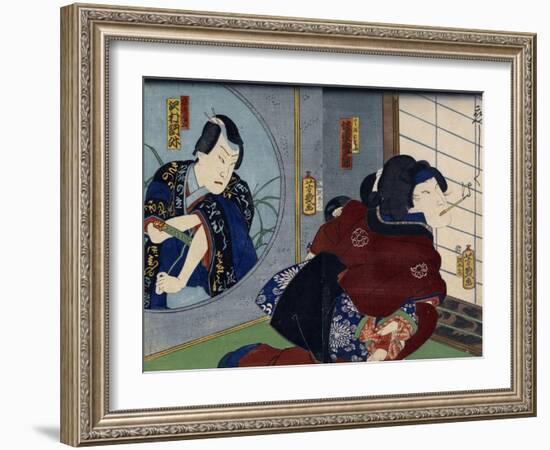 A Scene from the Play 'Kuzunoha', 1865-Utagawa Yoshiiku-Framed Giclee Print