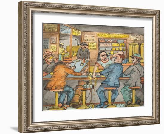 A Scene in a Seattle Skid Road Café-Ronald Ginther-Framed Giclee Print