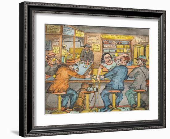 A Scene in a Seattle Skid Road Café-Ronald Ginther-Framed Giclee Print