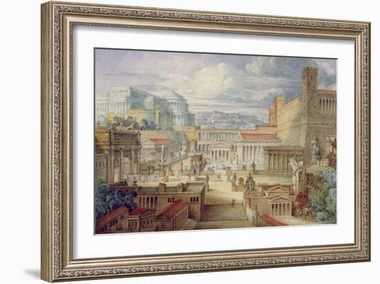 A Scene in Ancient Rome, a Setting for Titus Andronicus, Act I, Scene 3, C.1830-Joseph Michael Gandy-Framed Giclee Print