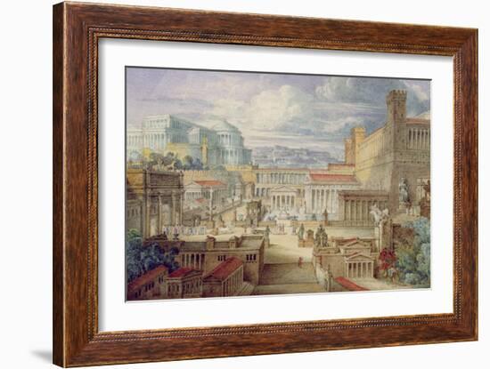 A Scene in Ancient Rome, a Setting for Titus Andronicus, Act I, Scene 3, C.1830-Joseph Michael Gandy-Framed Giclee Print