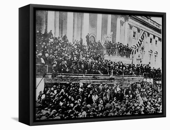 A Scene in Front of the Capitol During Lincoln's Second Inauguration,1865-null-Framed Premier Image Canvas