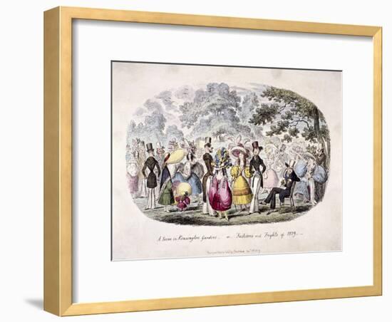 A Scene in Kensington Gardens or Fashion and Frights of 1829-George Cruikshank-Framed Giclee Print