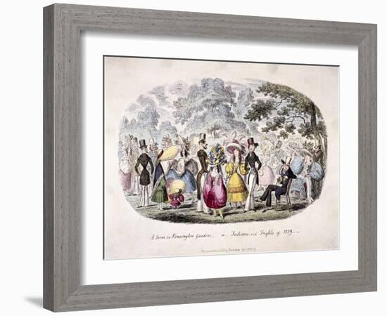 A Scene in Kensington Gardens or Fashion and Frights of 1829-George Cruikshank-Framed Giclee Print