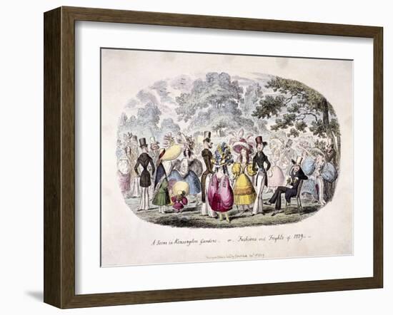 A Scene in Kensington Gardens or Fashion and Frights of 1829-George Cruikshank-Framed Giclee Print