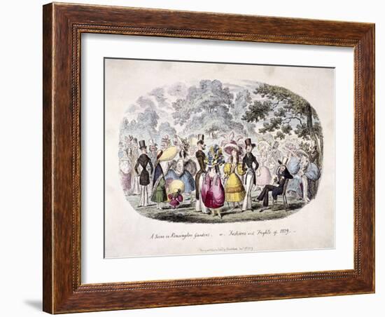 A Scene in Kensington Gardens or Fashion and Frights of 1829-George Cruikshank-Framed Giclee Print