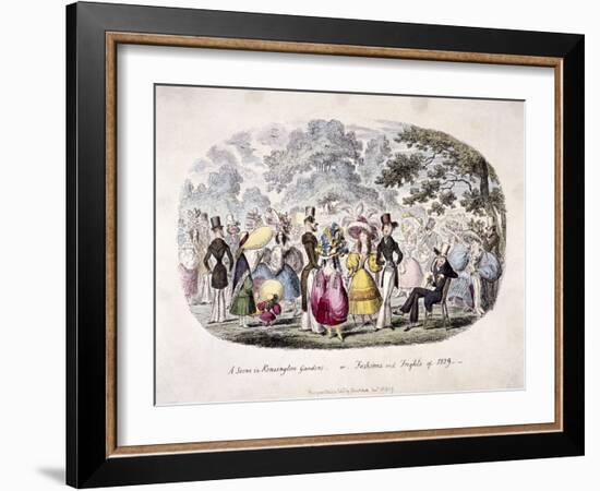 A Scene in Kensington Gardens or Fashion and Frights of 1829-George Cruikshank-Framed Giclee Print