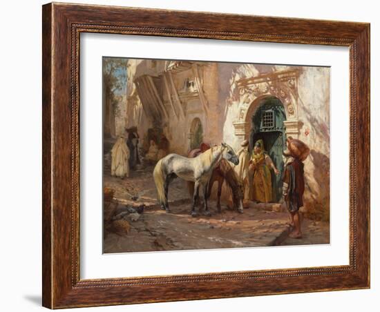 A Scene in Morocco; Scene Prise Au Maroc, 1885 (Oil on Canvas)-Frederick Arthur Bridgman-Framed Giclee Print