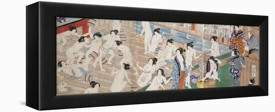 A Scene Inside a Bath House with Quarrelling Women-Utagawa Yoshiiku-Framed Premier Image Canvas