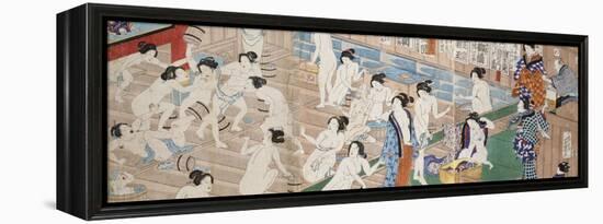 A Scene Inside a Bath House with Quarrelling Women-Utagawa Yoshiiku-Framed Premier Image Canvas