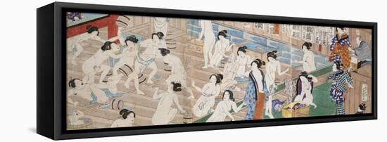 A Scene Inside a Bath House with Quarrelling Women-Utagawa Yoshiiku-Framed Premier Image Canvas