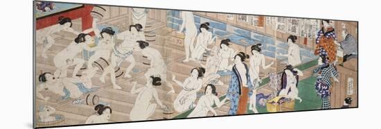 A Scene Inside a Bath House with Quarrelling Women-Utagawa Yoshiiku-Mounted Giclee Print