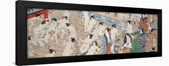 A Scene Inside a Bath House with Quarrelling Women-Utagawa Yoshiiku-Framed Giclee Print