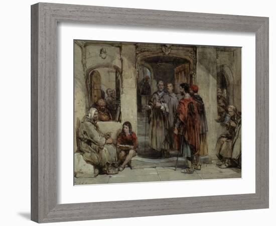 A Scene of Monastic Life, 1850 (W/C on Paper)-George Cattermole-Framed Giclee Print