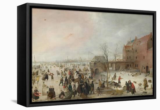 A Scene on the Ice Near a Town, C. 1615-Hendrick Avercamp-Framed Premier Image Canvas