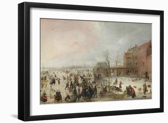 A Scene on the Ice Near a Town, C. 1615-Hendrick Avercamp-Framed Giclee Print