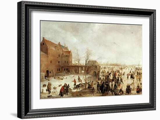 A Scene on the Ice Near a Town, circa 1615-Hendrik Avercamp-Framed Giclee Print