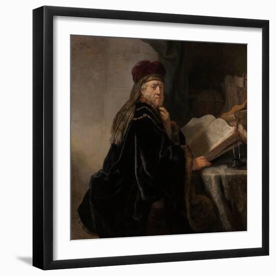 A Scholar Seated at a Desk (Scholar at His Stud)-Rembrandt van Rijn-Framed Giclee Print