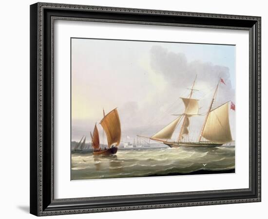 A Schooner and Other Shipping-Thomas Buttersworth-Framed Premium Giclee Print